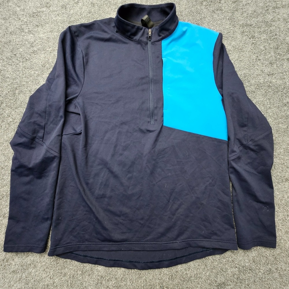 Lululemon Sweater Mens M Navy Blue Long Sleeve Division 1/2 Zip Pullover Jacket